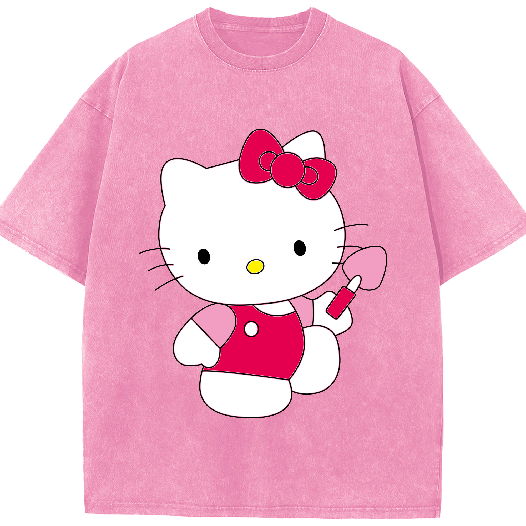 （画像用） Hello Kitty ハローキティ 綿100% ヴィンテージ風 半袖Tシャツ（フロントプリント）